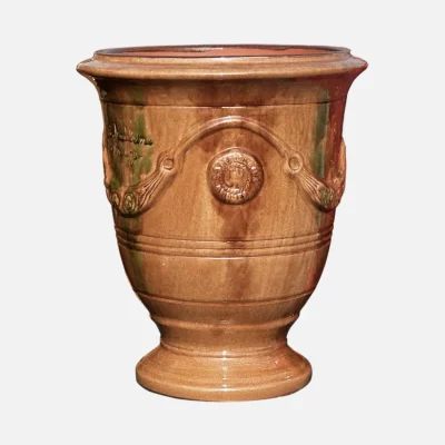 Vaso Provenzale di Anduze colore fiamammato Ø46cm in terracotta smaltata